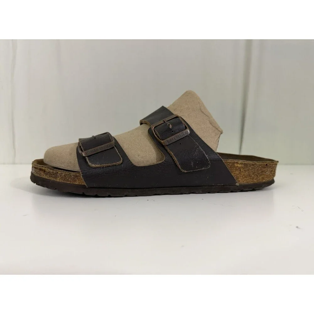 Birkenstock Arizona Men EU 44 US 11-11.5 Brown Leather Sandals Slip On Comfort